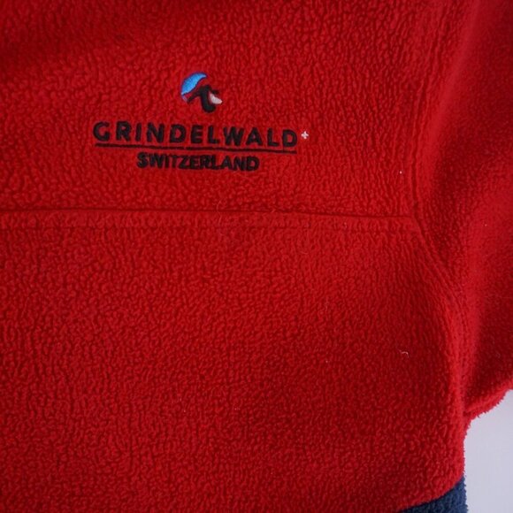 Vintage '90s Burisport.Ch Switzerland Red Navy Fleece Hiking Zip Up Sweater S - Picture 5 of 10